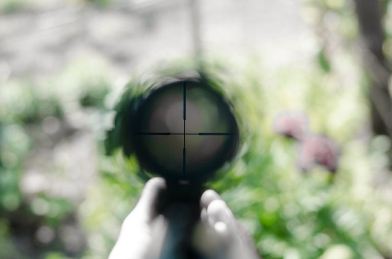 riflescope in the woods